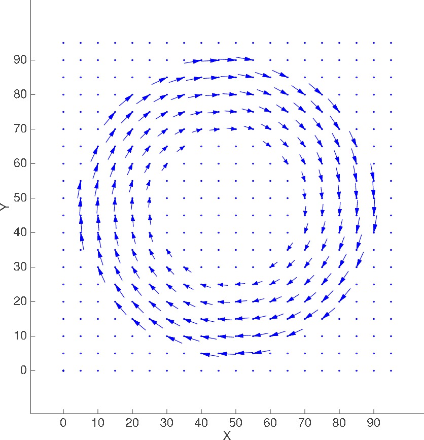 2D plot of advection
              field