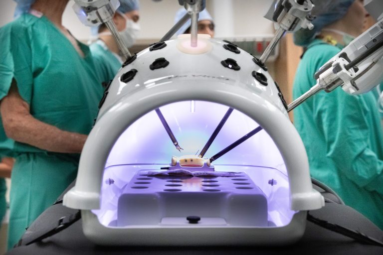 An inside look at the inner workings of the da Vinci robot created by Intuitive Surgical. This is a practice model used at UC Health MCR. Photo Credit: Marianne LaCount