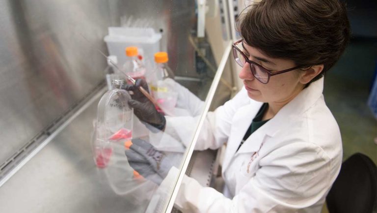 Female student in laboratory