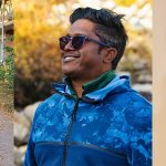 Collage of three students in decorative clothing.