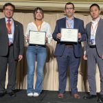 Leila Naderia and others posing with award.