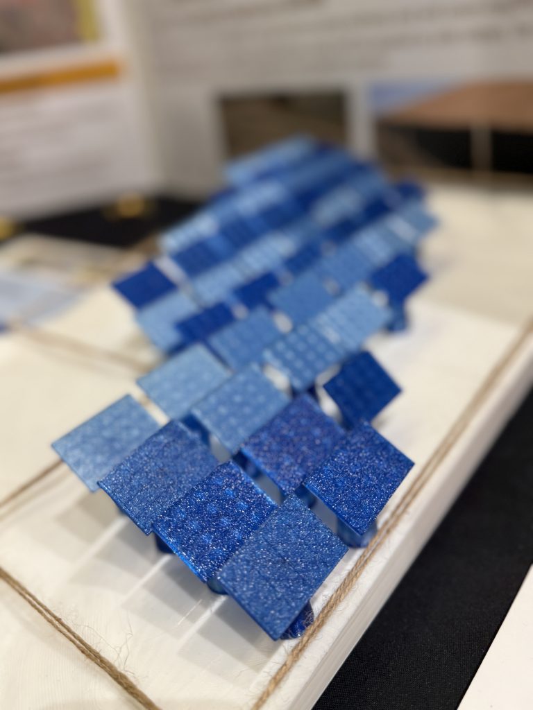 Model of blue solar panels.