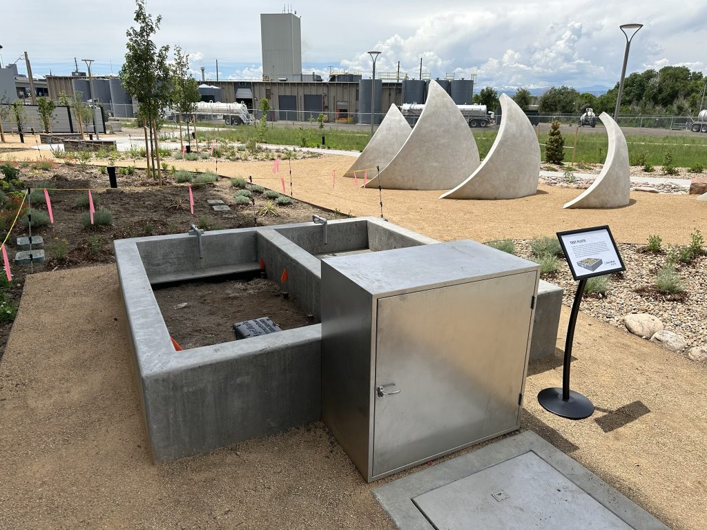 Spur Hydro's Backyard space with planter boxes