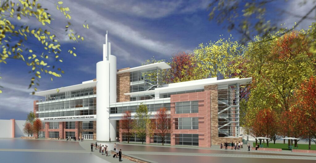 Artist's rendering of planned Don & Susie Law Engineering Future Technologies building