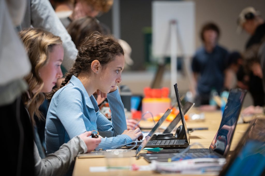 Student working on a computer