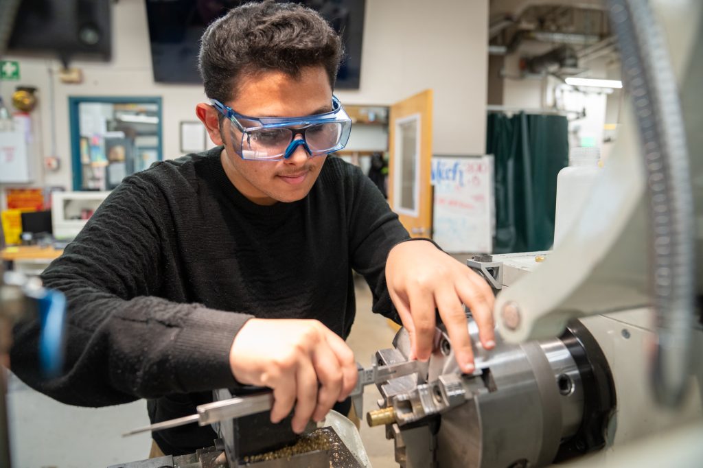Student making a measurement