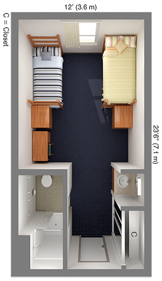 3D floor plan of an enhanced private room