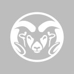 White CSU Rams logo on gray background