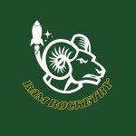 Ram Rocketry logo, a stylized ram with a rocket in the background