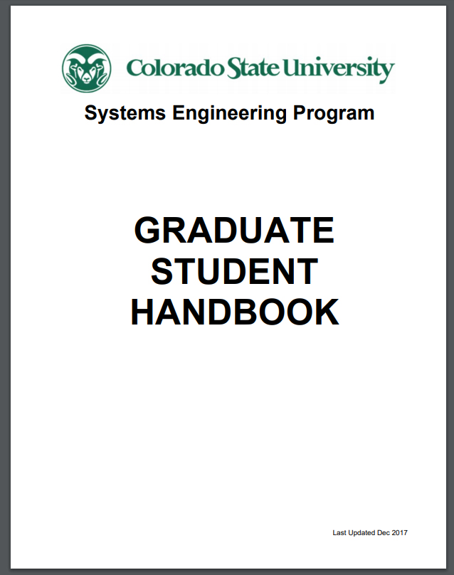 Image of the Systems Engineering graduate student handbook