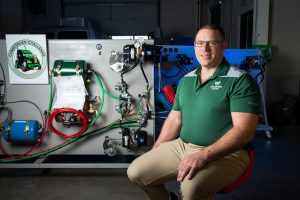 Jeremy Daily, Assistant/Associate Professor-Cyber Security in the department of Systems Engineering in the Walter Scott, Jr. College of Engineering works with graduate students in putting together test platforms for his research at Colorado State University's Powerhouse, December 17, 2020.