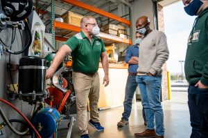 Jeremy Daily, Assistant/Associate Professor-Cyber Security in the department of Systems Engineering in the Walter Scott, Jr. College of Engineering works with graduate students in putting together test platforms for his research at Colorado State University's Powerhouse, December 17, 2020.