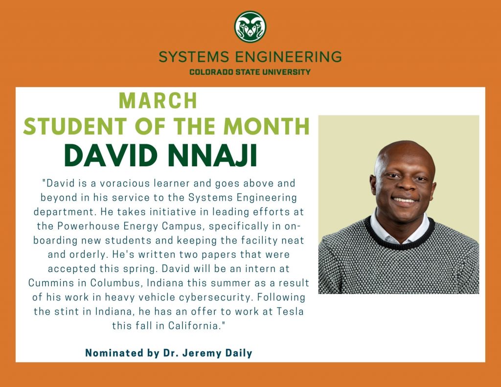 Student of the month award for David Nnaji