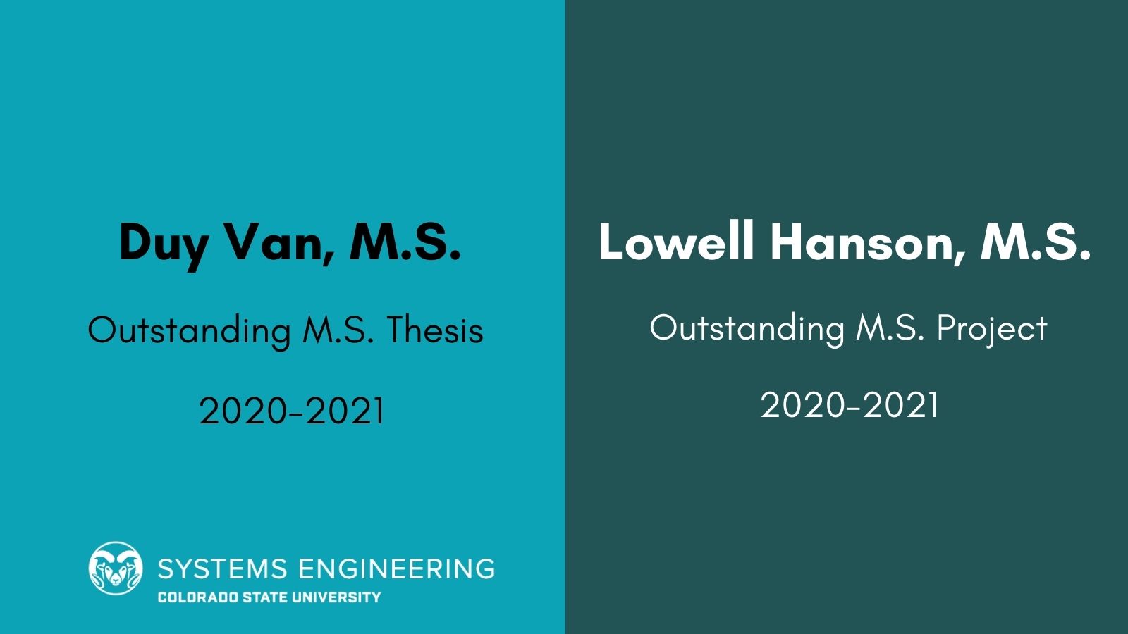 Duy Van and Lowell Hanson receive 2020-2021 Outstanding Thesis/Project ...