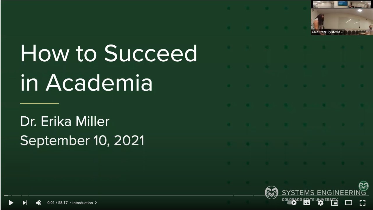 How to Succeed in Academia - Dr. Erika Miller