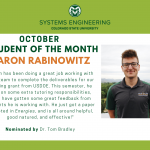 October Student of the Month: Aaron Rabinowitz (text is located on the award page)