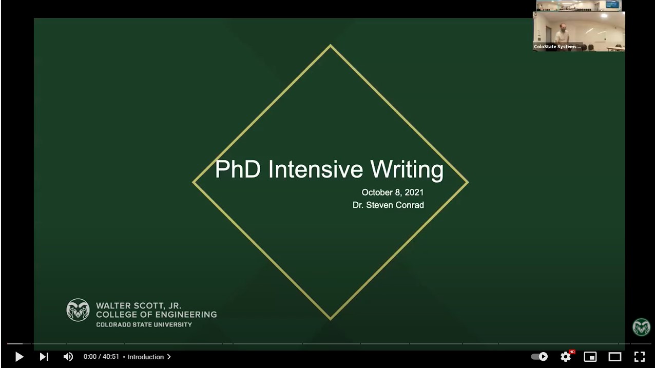 Ph.D. Intensive Writing - Dr. Steve Conrad