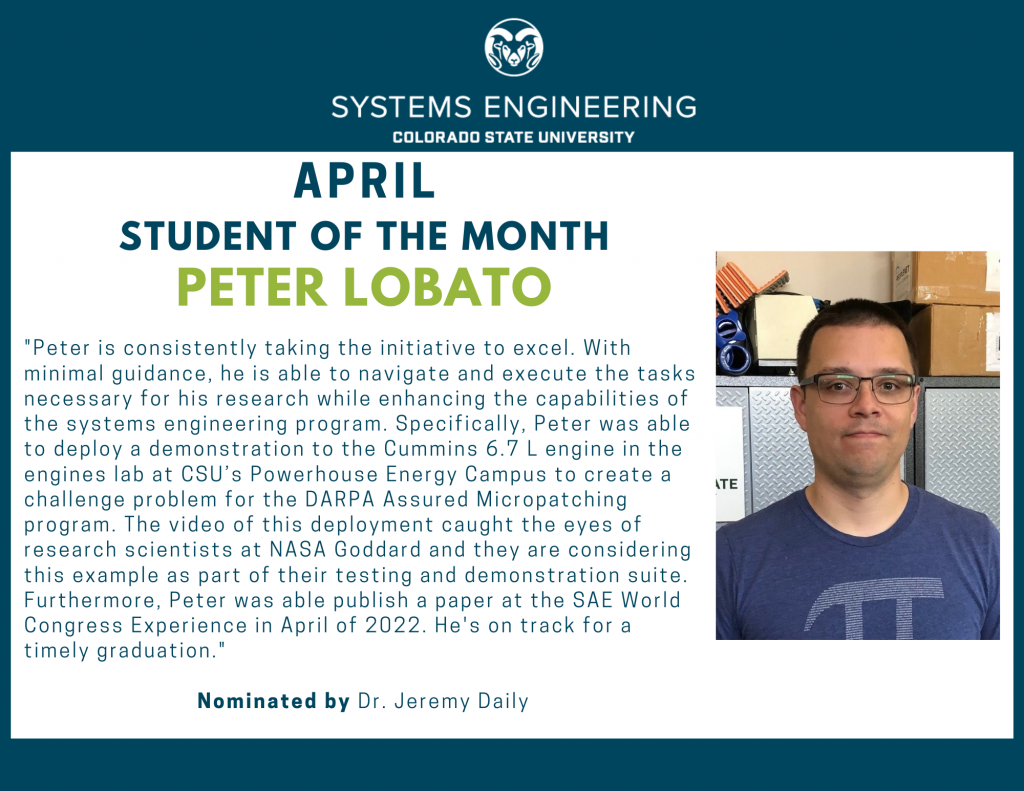 April Student of the Month - Peter Lobato