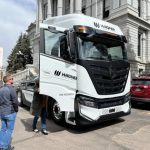 Nikola Tre electric truck on display at the Colorado State Capitol