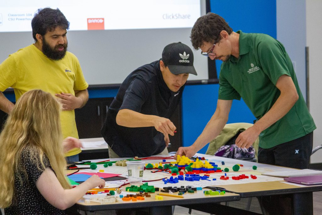 Students work together to build their 3D model of the Midtown Area in Fort Collins during the Urban Design Challenge at Colorado State University