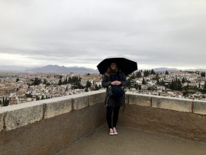 A CSU study abroad student at the Alhambra
