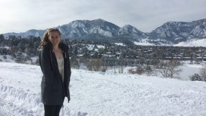 Kate Boyd in front of the Flatirons