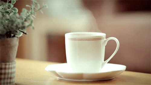 A gif of steam rising off a tea cup