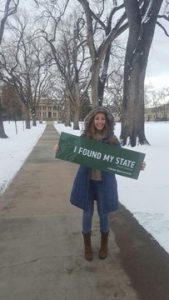 Student ambassador Katy Rodriguez as a first year at the Oval