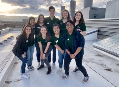 The Engineering Student Ambassadors atop the roof of Scott Bioengineering