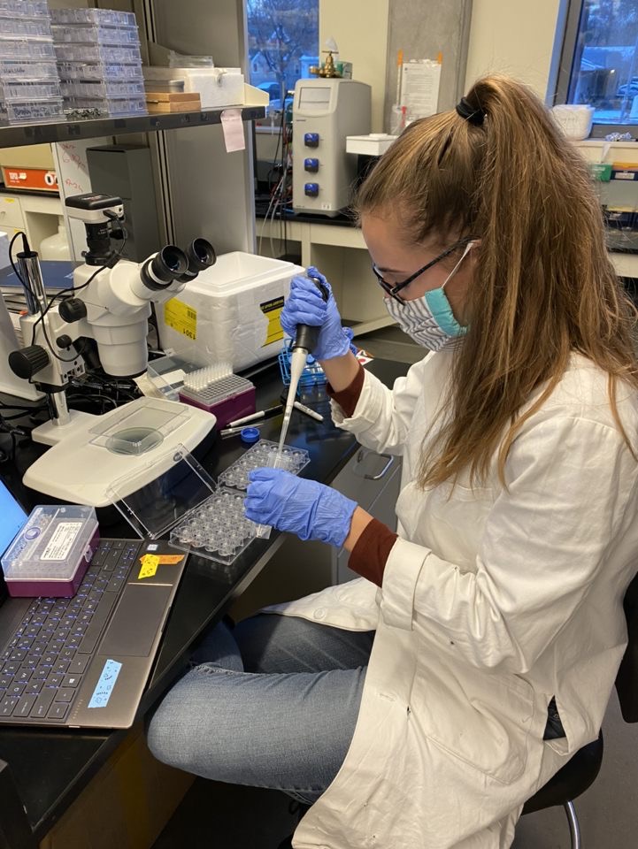 Sarah Dmytriw completing research in a Chemical and Biological Engineering lab