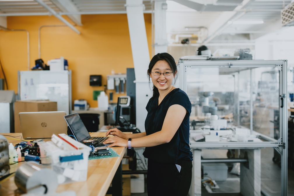 Mechanical Engineering summer interns work on various projects in a lab