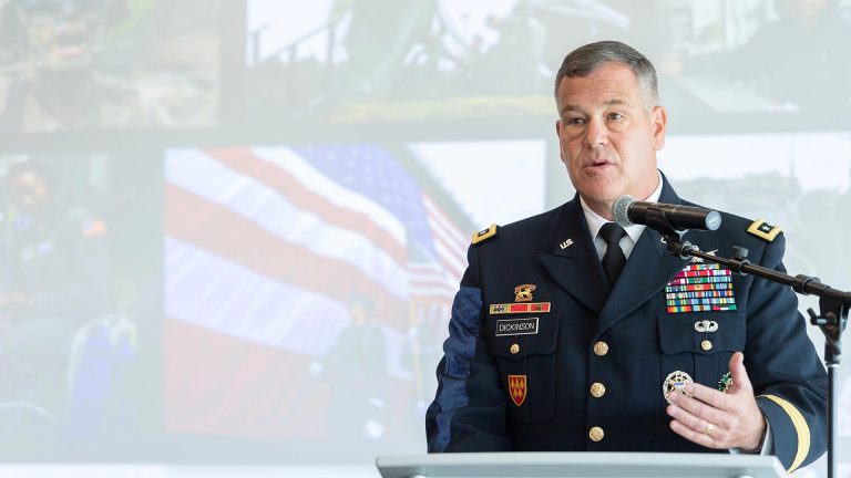 Gen. James Dickinson ’85 will deliver three commencement addresses next week. In 2018 he was the keynote speaker at the Veterans Symposium.