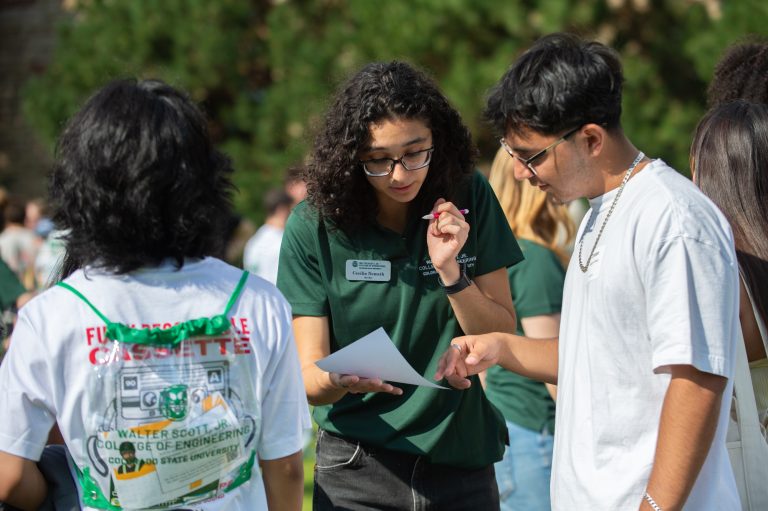 Faculty, staff, and first year students in the Walter Scott, Jr. College of Engineering gather at the 2025 RAM Welcome event at the CSU main campus.
