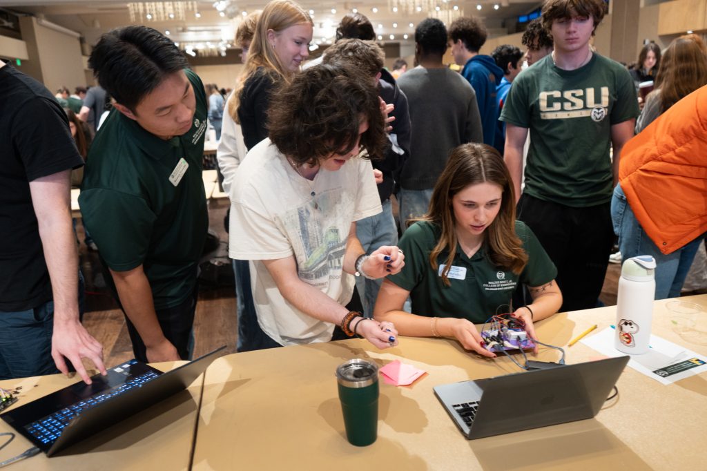 "Escape from ENGR 111" was the electrical and computer engineering design showcase for over 700 first-year engineering students. The event took place on December 13, 2025 and was held in the Lory Student Center Ballroom. Students designed video games that were evaluated by student ambassadors and faculty. In attendance were first-year engineering faculty, CSU President, Amy Parsons, Engineering Dean, Allen Robinson, and families and friend of the students.