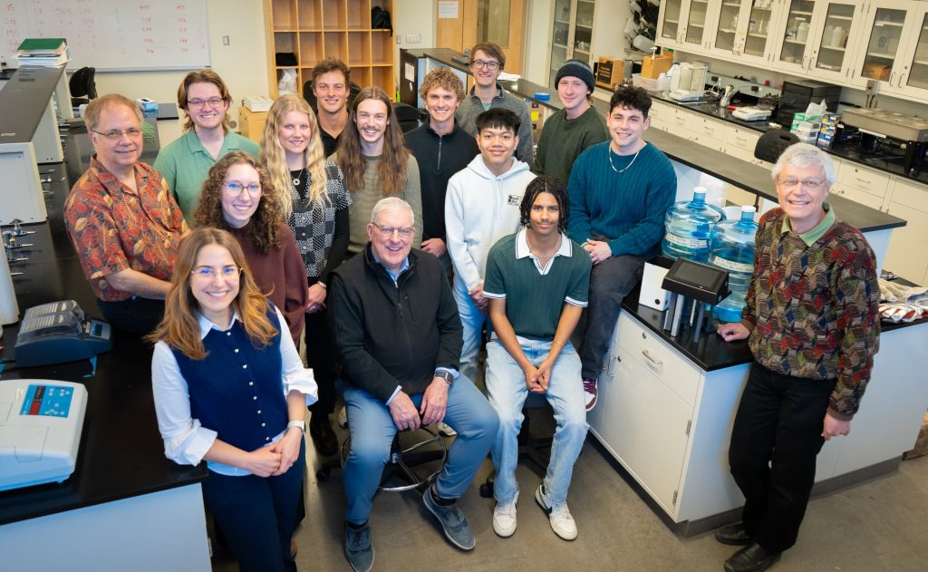 A group of people in a laboratory.