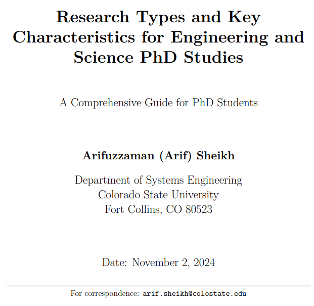 Research Types and Key Characteristics for Engineering and Science PhD Studies