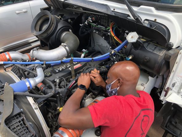 David installing the wiring