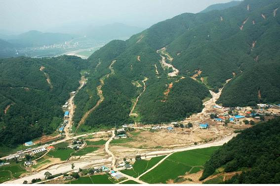 Debris flow in Youngchon, South Korea
