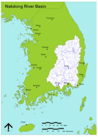 Map of Nakdong River Basin, South Korea